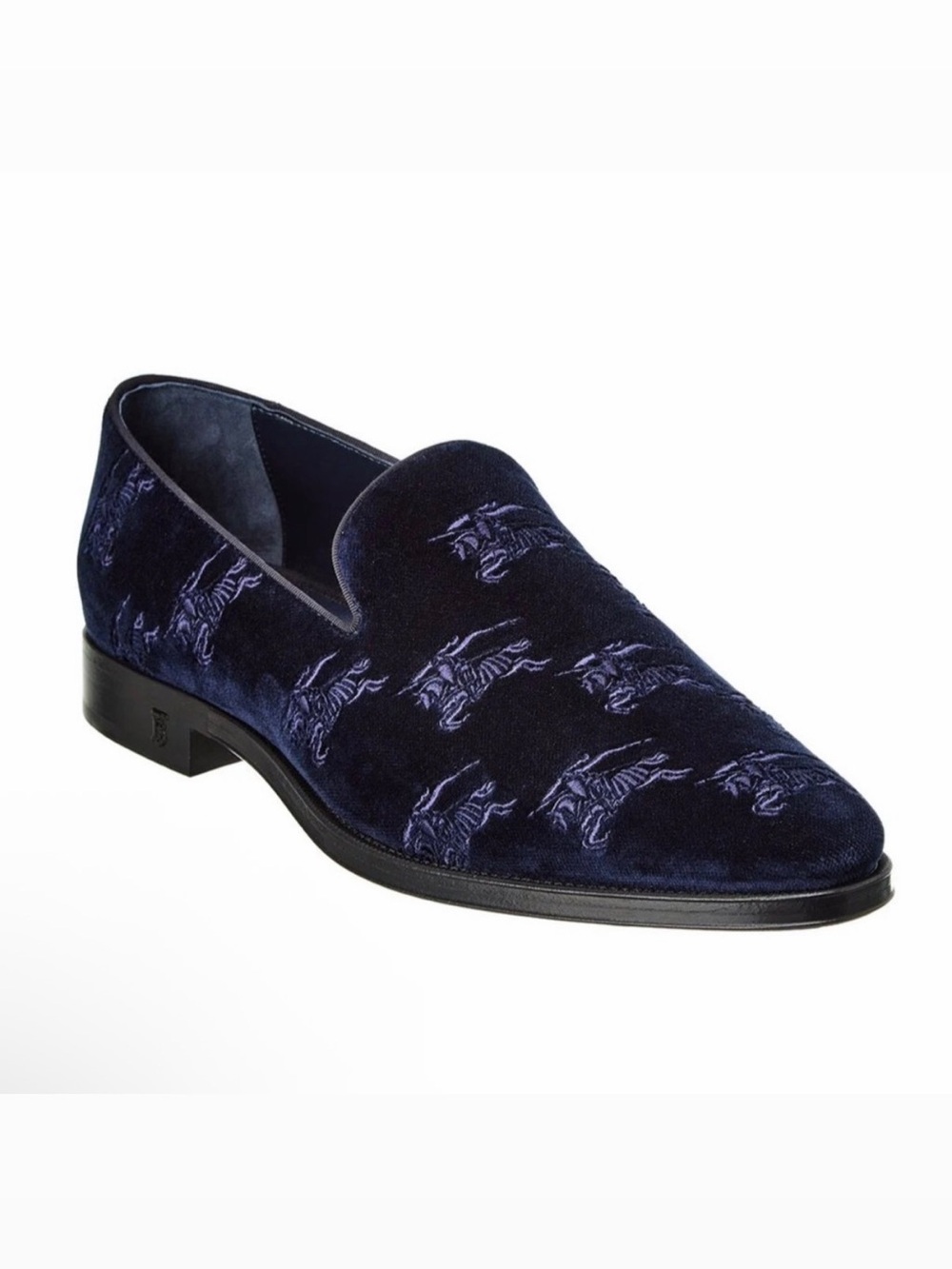 Burberry Wayne Velvet Embroidered Loafers Blue Knight EU41 US8 NWOB new ⚪️